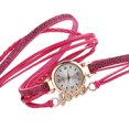 thumbnail image 1 of Reloj de pulsera con patrón de amor y diamantes de imitación de cuarzo con correa de cuero de PU para mujer a la moda (rojo rosa), 1 of 3