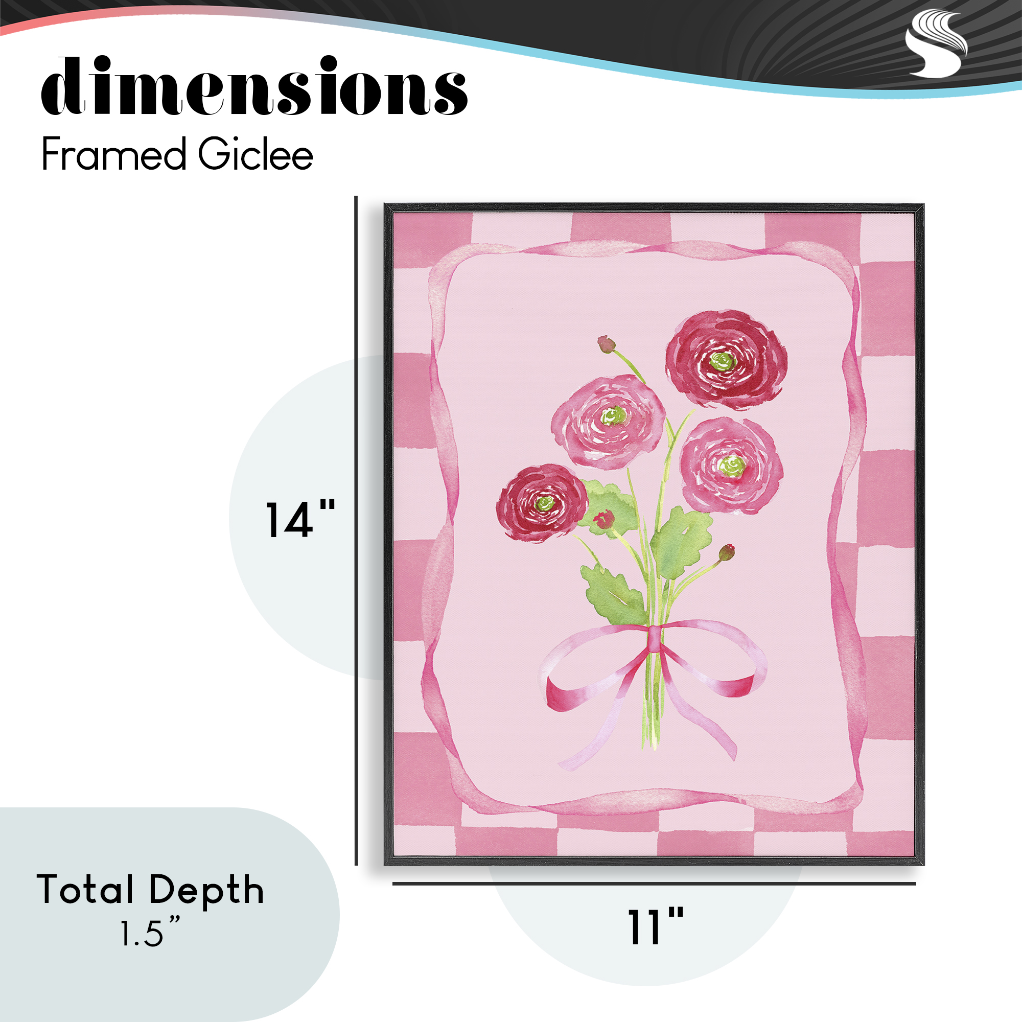 Pretty And Sweet Ranunculus Black Framed Giclee Art, design by Nina Jacobs