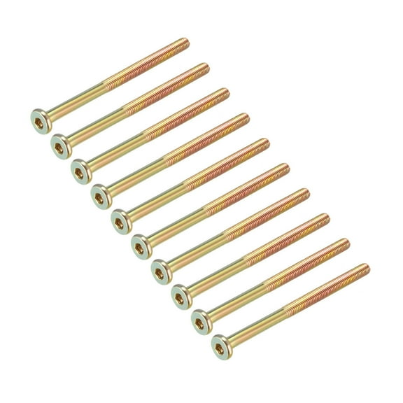 M6x90mm Furniture Screw Hex Socket Machine Screws Zinc Plated Fasteners Bolts Half Thread Carbon Steel 10 Pcs