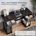 thumbnail image 3 of Atilioo 47" Computer Desk, Large Writing Work Table with 2 Fabric Drawers & 4 Open Shelves for Home Office Study Room, Black, 3 of 7