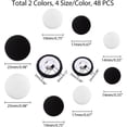 thumbnail image 2 of 48pcs 4 Size Flatback Fabric Covered Button Black White Fabric Metal Shank Buttons Craft Buttons, 2 of 7