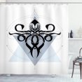 thumbnail image 1 of Octopus Shower Curtain, Ornamental Sea Animal Description on Geometric Pattern Backdrop, Fabric Bathroom Set with Hooks, 69W X 70L Inches, White Charcoal Grey Pale Taupe, by Ambesonne, 1 of 3