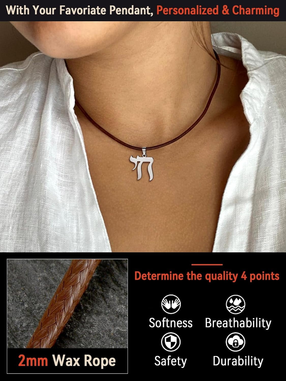 Braided Leather 2Mm/3Mm Necklace Cord For Men With Stainless Steel Snap Clasp, Waterproof Woven Wax Rope Chain For Pendant With Delicate Gift Box[o1473]