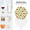 thumbnail image 4 of KLL Drink Coasters Set Hexagon of 4,PU Leather Absorbent Coasters Set Decorative Coffee Cup Coasters Housewarming Gift for Home Decor-Vintage White Polka Dot Sunflower, 4 of 5