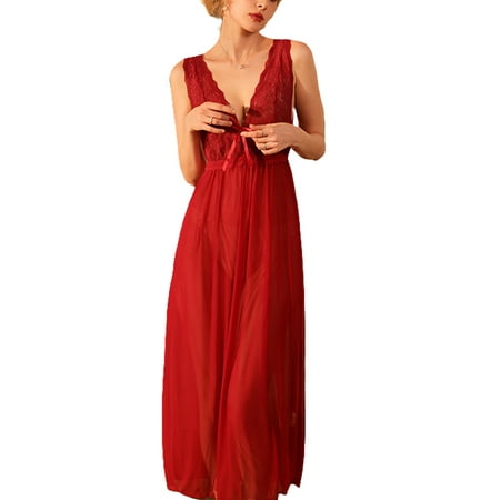 

Women s Summer Sexy Mesh See Through Long Fairy Homewear Pajamas Sleeveless Backless V Neck Pajamas Lace Floral Nightdress