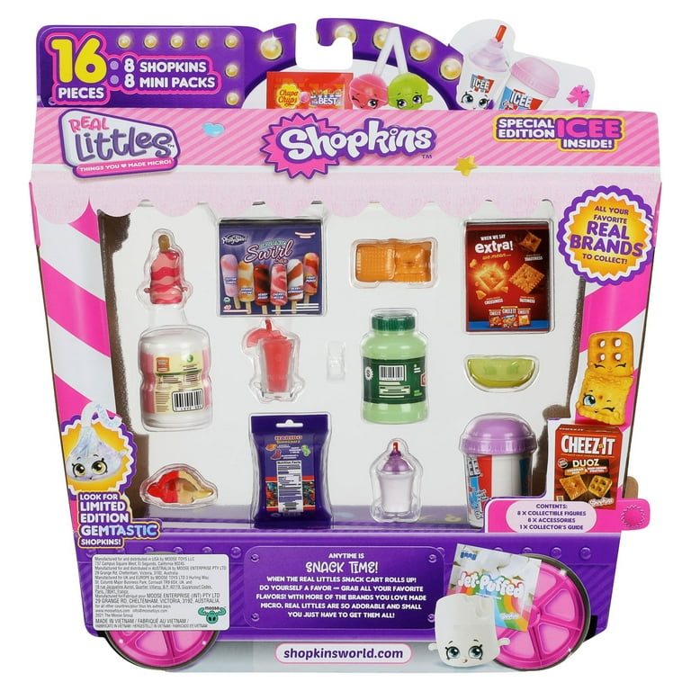 Shopkins Real Littles Snack Time 8 Pack, 8 Plus 8 Real Branded Mini Packs  Including 5 Hidden Surprises Inside.