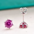 thumbnail image 4 of Pink 1 Carat 6.5Mm Round Hundred Face Cut Moissanite Earrings Sterling Silver S925 Over-Test Drill With Gra Certificate, 4 of 4