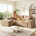 thumbnail image 3 of VKHCU 96" sectional couches for living room, Modular L-Shaped Couch with Chaise, Cloud Boneless Couch with Upholstered Deep Seat,Plush Corduroy Fabric, Camel, Left Facing Chaise, No Assembly, 3 of 13