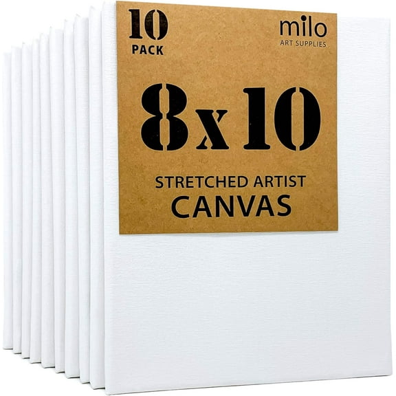 Milo 8 x 10" Pre Stretched Artist Canvas Value Pack of 10