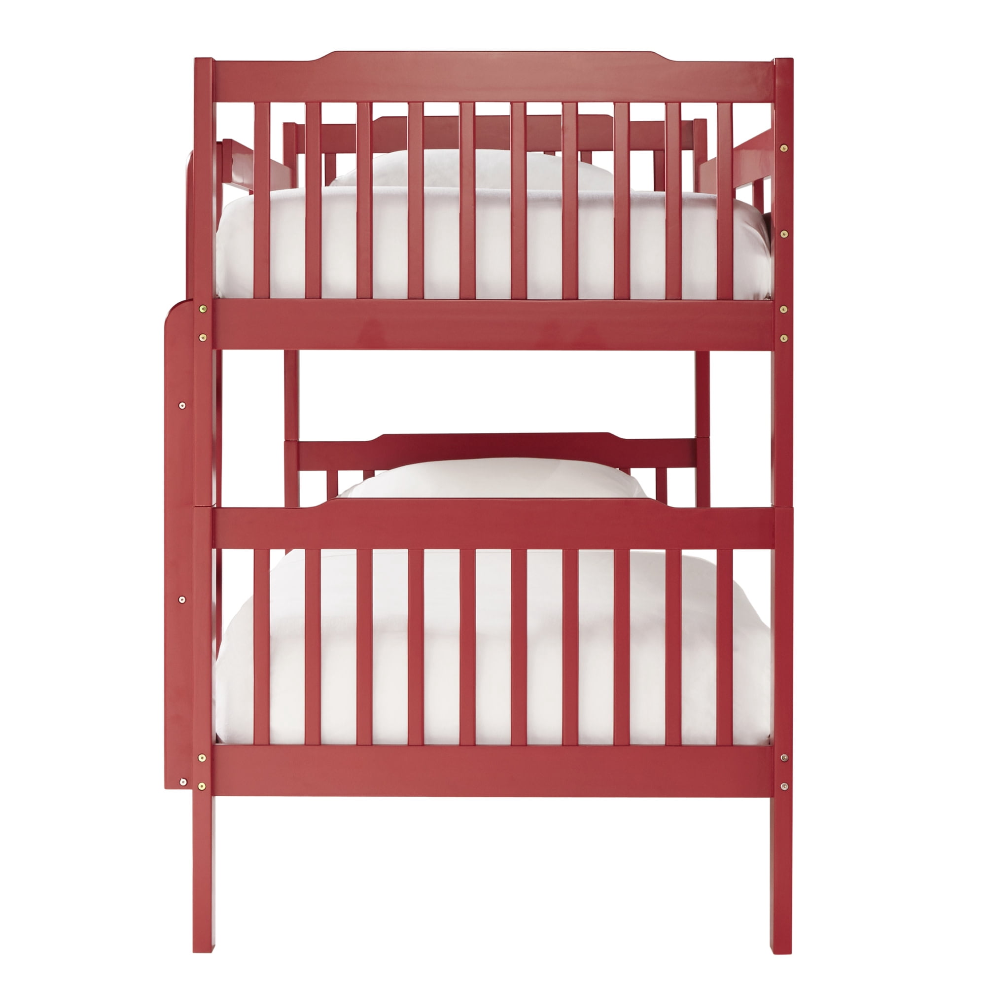 Chelsea Lane Elise Convertible Twin over Twin Wood Bunk Bed, Red
