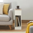 thumbnail image 2 of Small Bedside Table Nightstand with 1 Drawer, Narrow Side Table, End Table with Storage for Bedroom, Living Room, Small Spaces, White & Natural FBT111-WN, 2 of 9