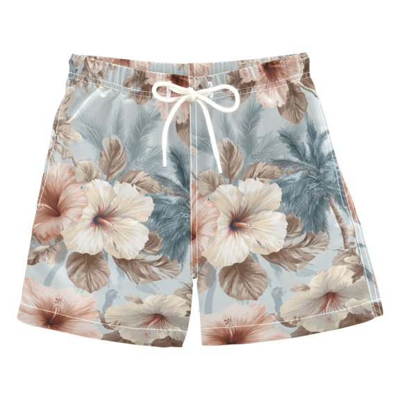 Vintage Color Palm Trees Florals Swim Trunks Board Shorts Beach Pants Bathing Bottoms 2T