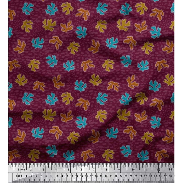 Soimoi Rayon Fabric Coral Ocean Print Fabric by Yard 56 Inch Wide