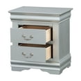 thumbnail image 4 of Nightstand with 2 Drawers, Louis Philippe III Finish - Bedroom Side Table, 14"W x 13"D x 5"H, Modern Metal Handle, Solid Pine & Veneer Silver + Synthetic Wood, 4 of 7