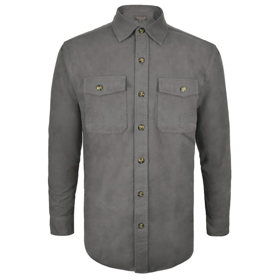 Victory Outfitters Mens' Chamois Flannel Button Down T-Shirt Lt Grey Medium