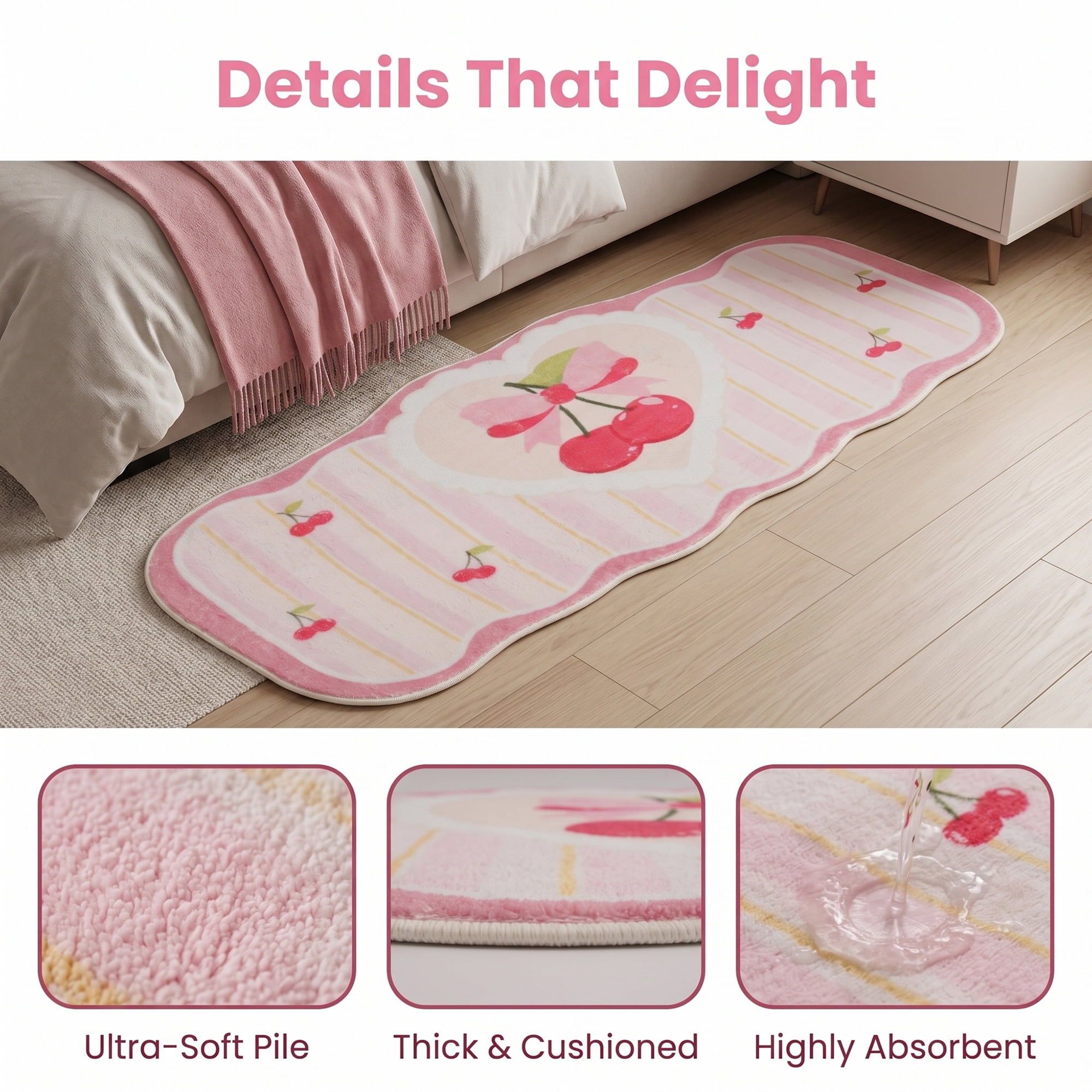 Unique Bargains Shaggy Area Rug Faux Fur Non-Slip Long Area Rug 47" x 16" Pink