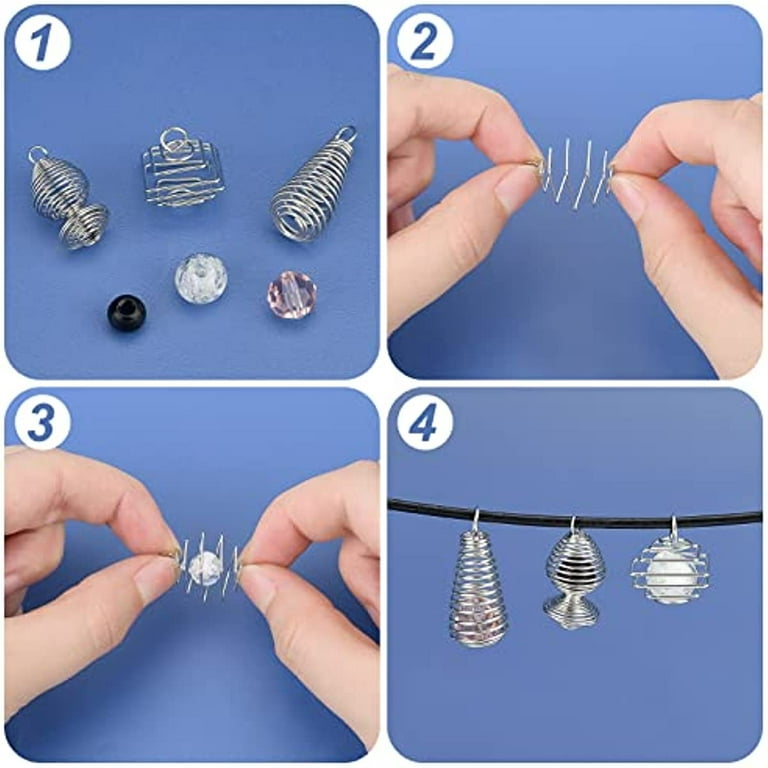 Wholesale SUNNYCLUE DIY 7 Set Crystal Necklace Cage Spiral Bead Cages  Pendants 16mm Round Gemstones Beads Jewelry Making Kit Natural Amethyst  Beads Stone Holder Charms Cotton Cord Necklace Chain Supplies 