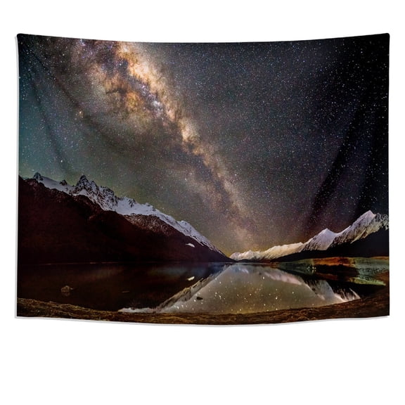 EpicGadget Milky Way over Mountains Wall Hanging Tapestry Stars Galaxy Night Sky and Mountain Tapestry Nature Landscape Trippy Tapestry Psychedelic Wall Art for Bedroom Living Room Dorm Decorations