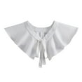 thumbnail image 3 of Blusa elegante con cuello chal falso para mujer y niña, con volantes para media camisa Blanco, 3 of 6