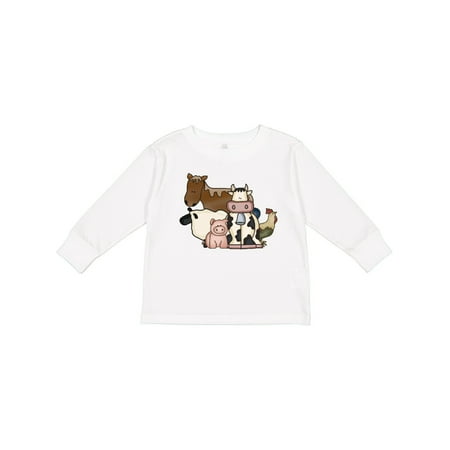 

Inktastic Cute Horse Sheep Cow Pig and Rooster Farm Animals Gift Toddler Boy or Toddler Girl Long Sleeve T-Shirt