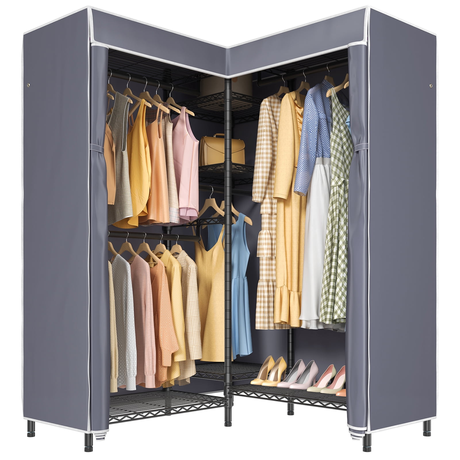 VIPEK L6C Covered Garment Rack Heavy Duty L Shape Black Clothes Rack