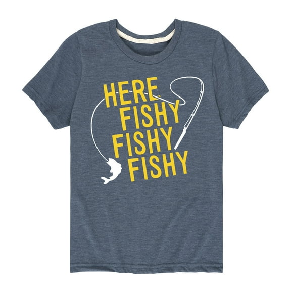 Instant Message - Here Fishy Fishy Fishy, Pole  - Youth Short Sleeve Tee
