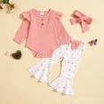 thumbnail image 2 of Sngxgn Girl's 2 Piece Rib Knit Outfits Twist Front Long Sleeve Top and Flare Pants Set(RD2,6M), 2 of 9