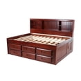 thumbnail image 5 of Discovery World Furniture - Full Size Bed Frame with Side Headboard Bookcase, Captain Day Bed with 6 Drawers, Full Size Bed with Storage, Merlot Finish, 5 of 7