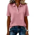 thumbnail image 5 of Polo Shirts for Women Short Sleeve 3 Button Collared Golf Tee Cotton Business Casual Summer Work Tops Pink S, 5 of 5