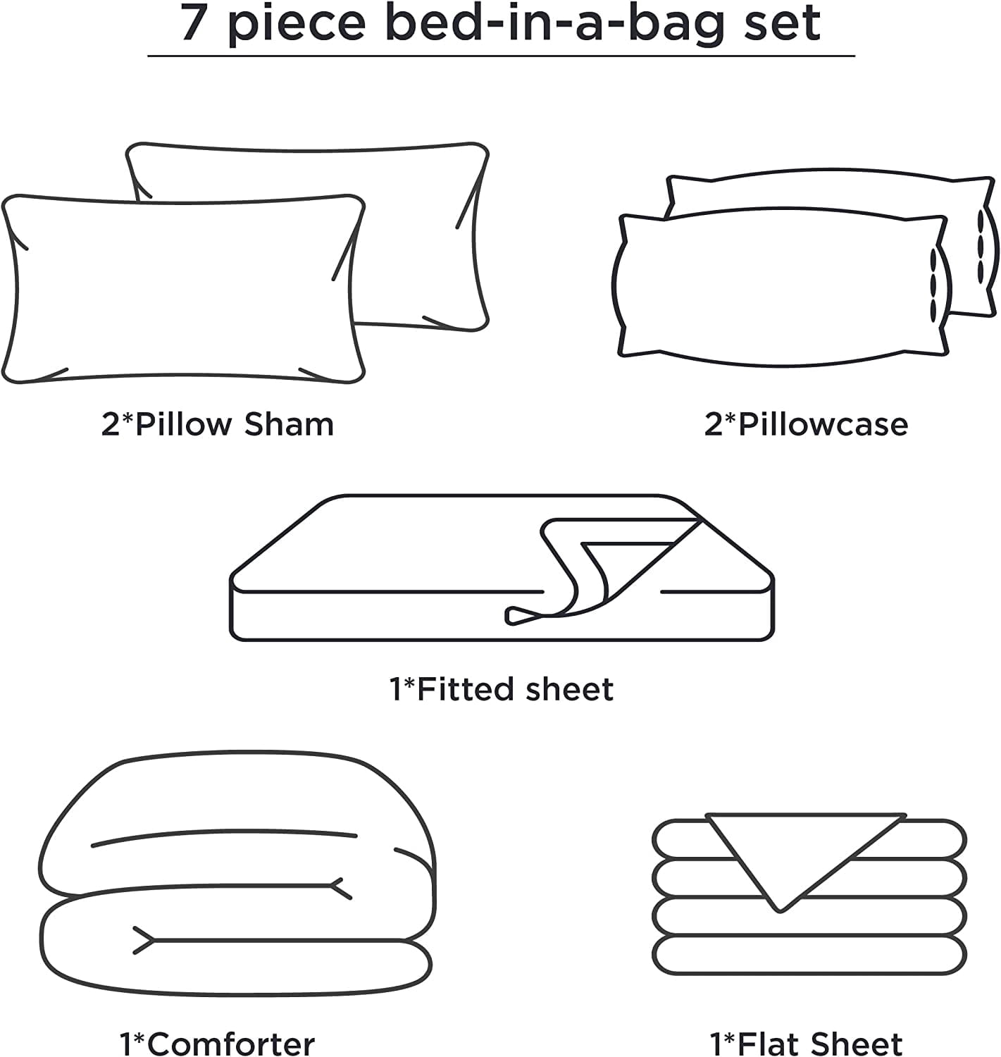 Cozy Comfort 7-Pieces Grey White Striped Comforter Bed-in-a-Bag, Queen