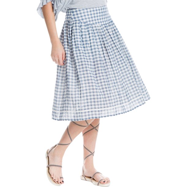 Max Studio London Falda acampanada a cuadros para mujer, azul, mediana Max Studio London Alinear