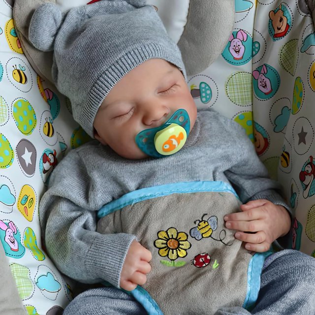 Muñeca Reborn FOCKOF Realistic Boy, 43 cm, vinilo de cuerpo completo