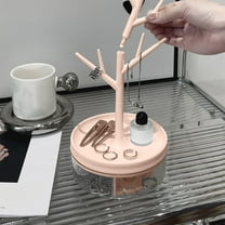 CasaChic Rotating Tree Jewelry Storage Rack, Plastic Detachable Display Stand with Drawer, for Necklace, Earring, Hair Accessories & Desktop Storage 36.5*14*5.5cm