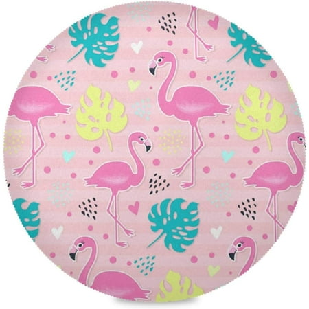 

Hyjoy Pink Tropical Flamingo Round Placemats for Dining Table Non-Slip Heat-Resistant Polyester Table Mats Set of 1 Washable Table Mats for Kitchen Dining Table Decoration (770)