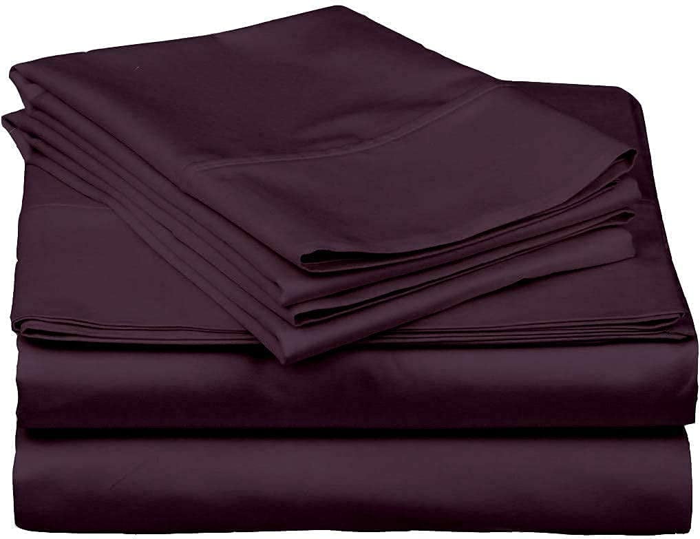 400 Thread Count Egyptian Cotton Olympic Queen Sheet Set Solid Plum 