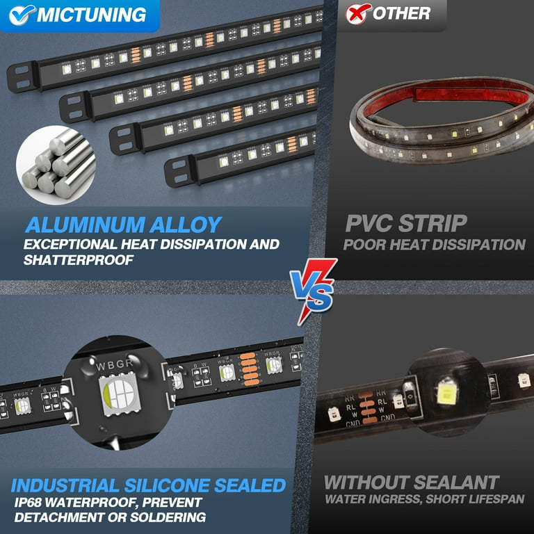 MICTUNING N8 Aluminum LED Car Underglow Light Kit, Exterior