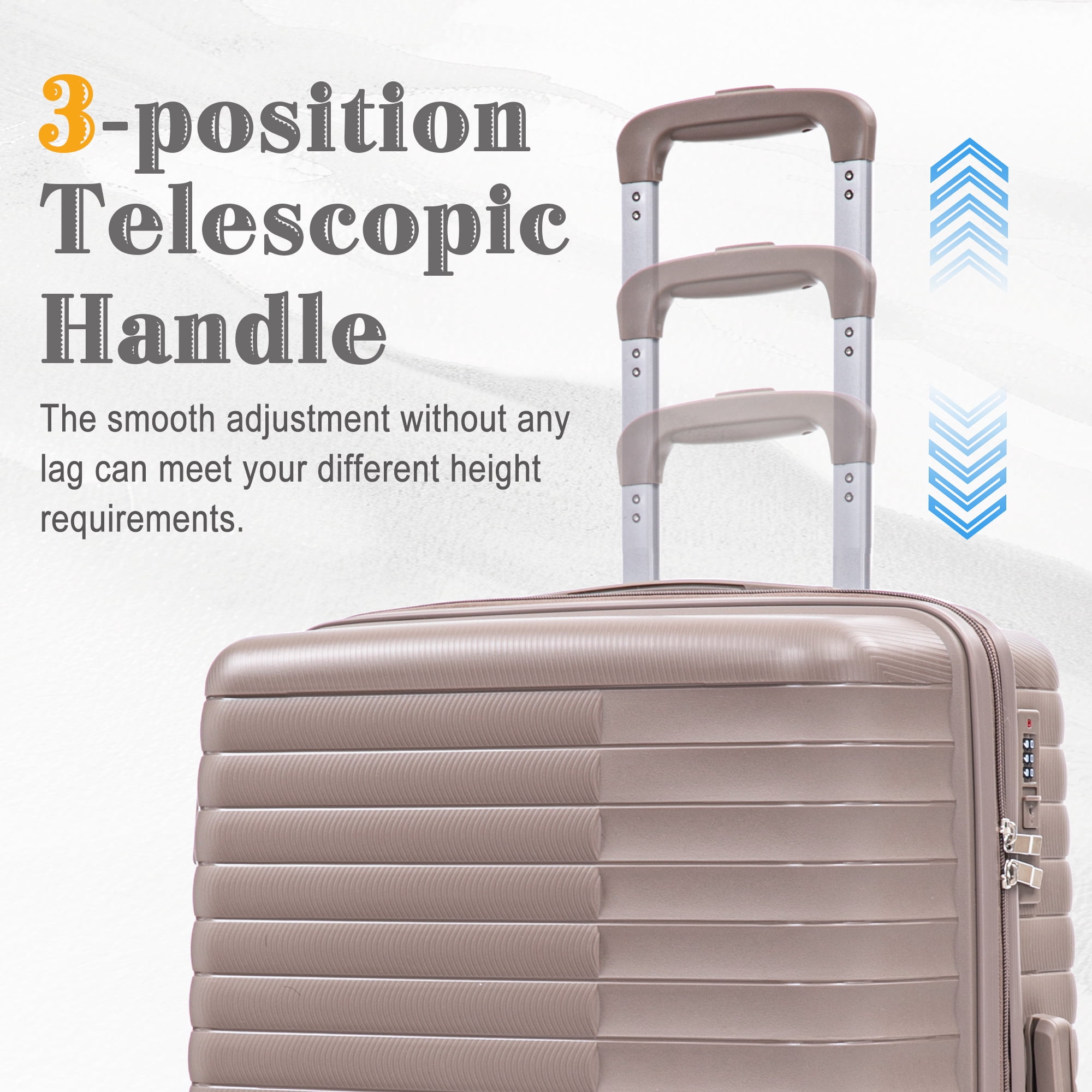 Alvantor 4 Pcs Hardside Luggage Set with Spinner Wheel, Lightweight Suitcase Set Champagne