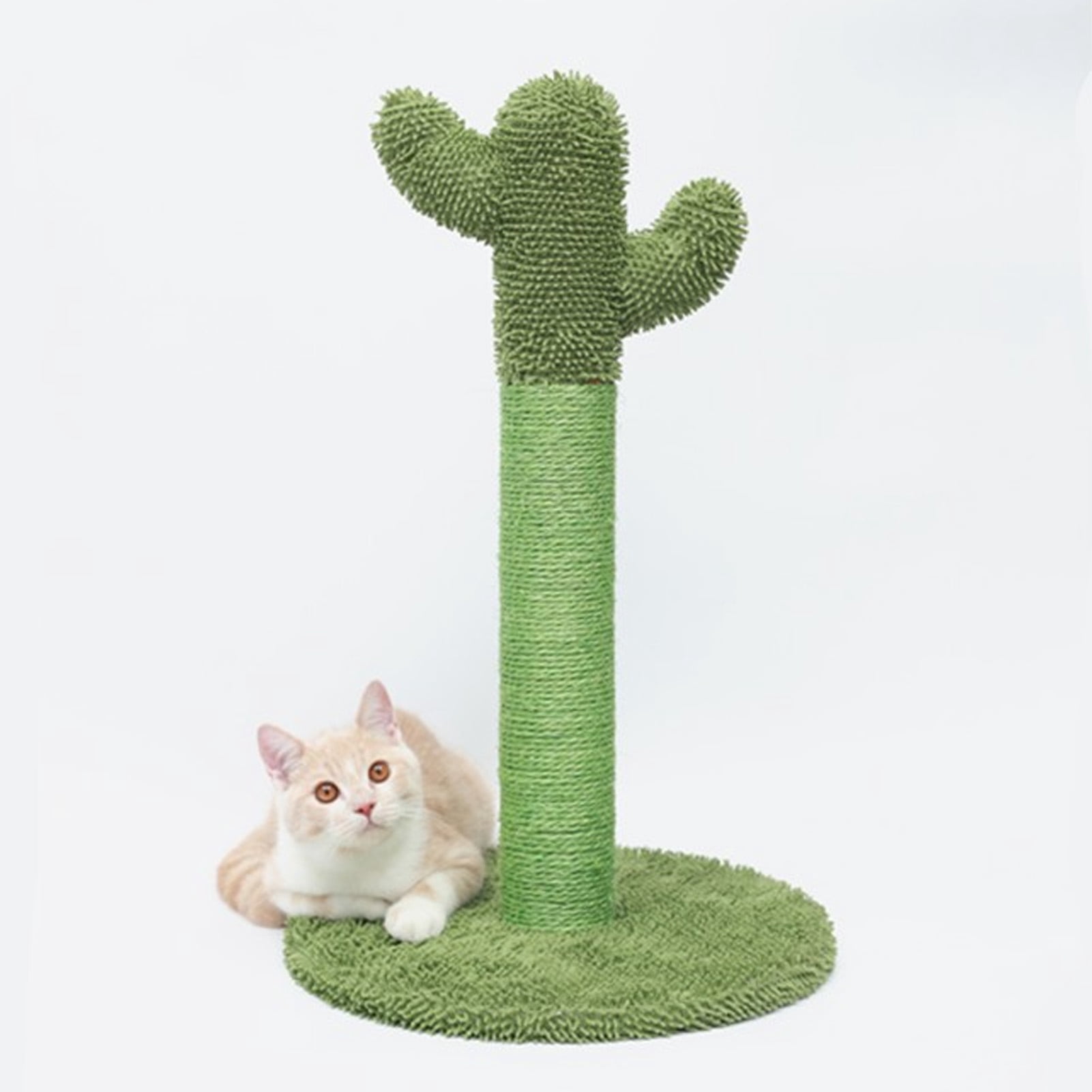 BIMZUC Green Cactus Cat Scratching Post Stable Sisal Scratcher Tree for Indoor Cats, Durable Freestanding Kitten Play Furniture with Hex Wrench, 14.96 inches / 38 cm