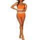 thumbnail image 2 of Conjuntos de bikini de dos piezas de talle alto para mujer, con tirantes ajustables y textura acanalada, traje de baño X-Large naranja, 2 of 5
