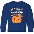 thumbnail image 3 of Inktastic Cute Little Pumpkin with Fall Leaves Long Sleeve Youth T-Shirt, 3 of 5