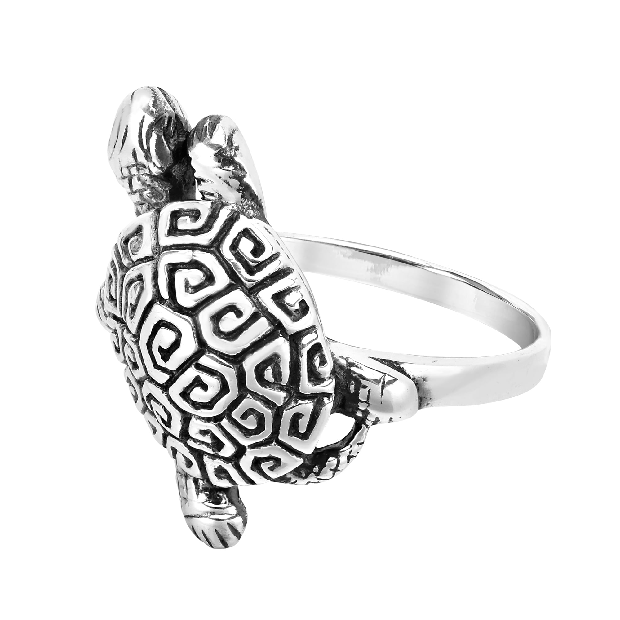 Tortoise Oxidized Band Silver Ring - Gem O Sparkle