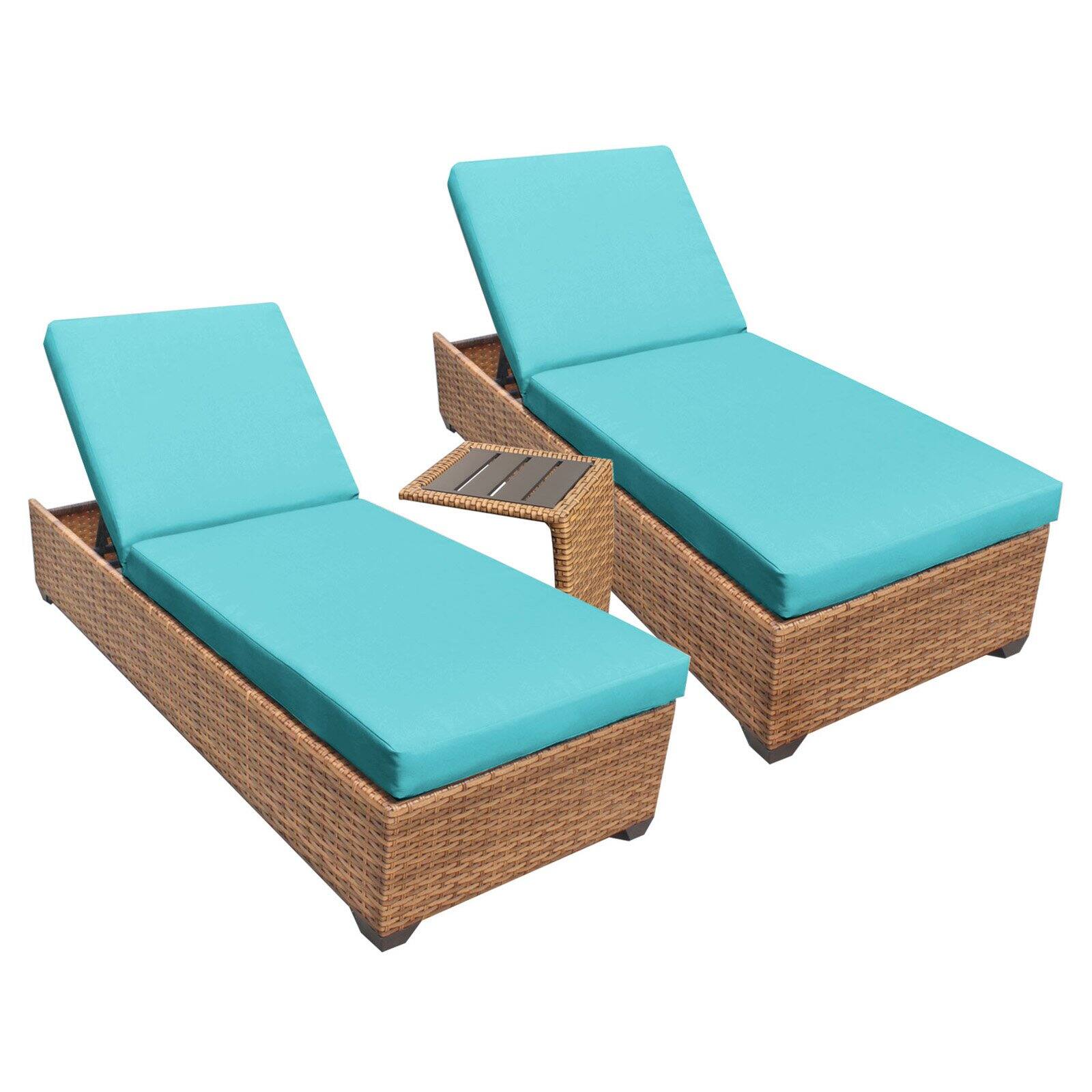 Laguna Chaise Set of 2 Outdoor Wicker Patio Furniture With Side Table - image 2 of 2
