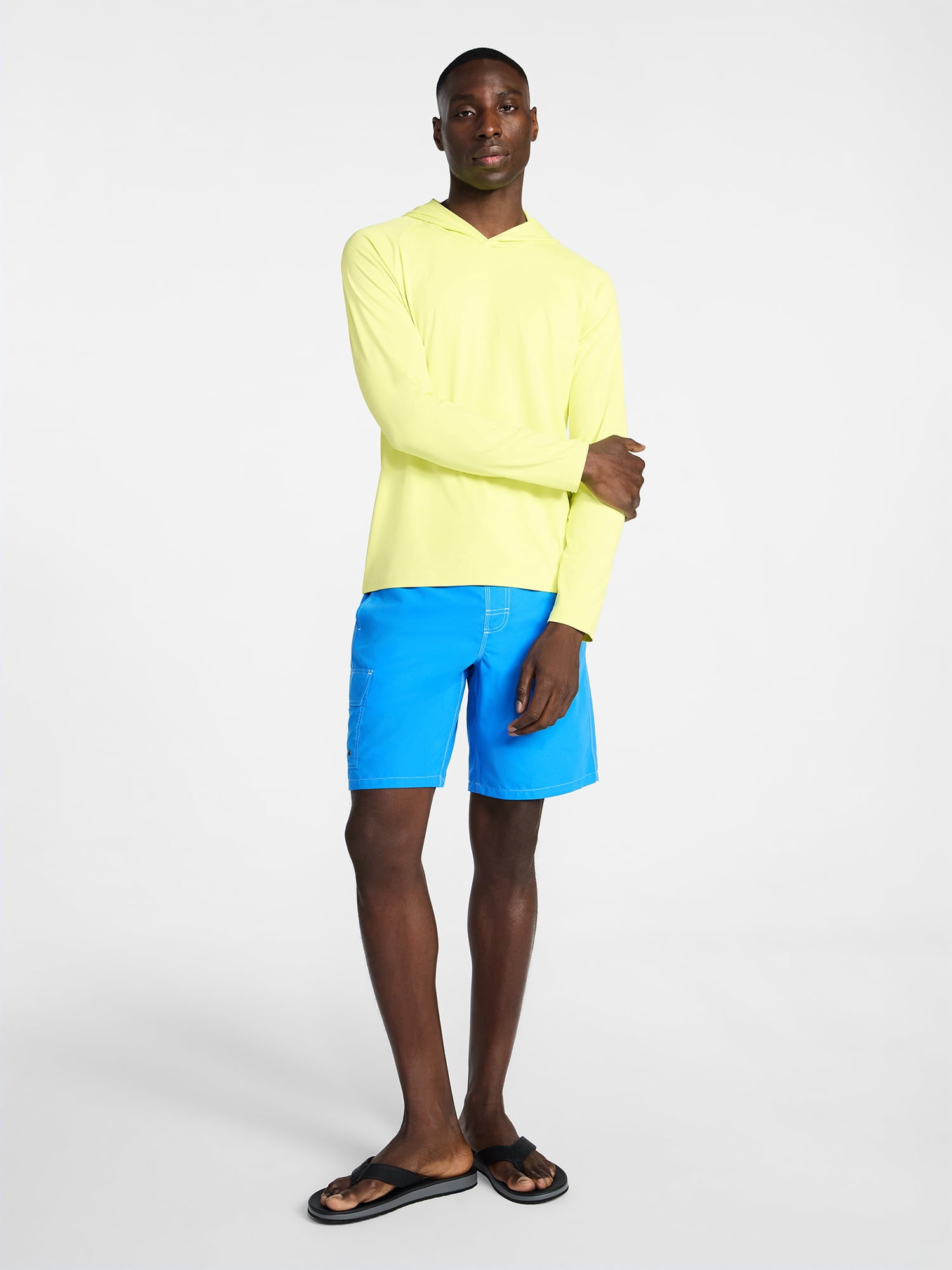 George Men's and Big Men's Hooded Sun Shirt with Long Sleeves, UPF 50+, Sizes S-3XL