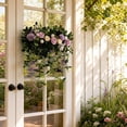 thumbnail image 6 of JHyouerji Artificial Rose Front Door Swag Wreath 24x10x1 Inch Purple All Season Farmhouse Hanging Floral Decor for Wedding Holiday, 6 of 8