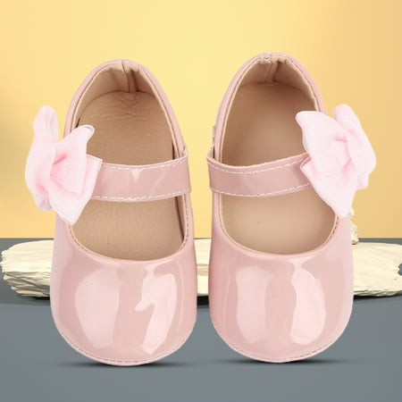 Dream Lifestyle Baby Girls Burnish PU Leather Bowknot Pincess Prewalker Christening Baptism Crib Shoes