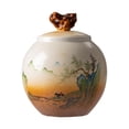 thumbnail image 1 of Jarrón de jengibre de porcelana creativa de estilo chino antiguo con arreglo floral y tapa. 88 cm x 104 cm, 1 of 9