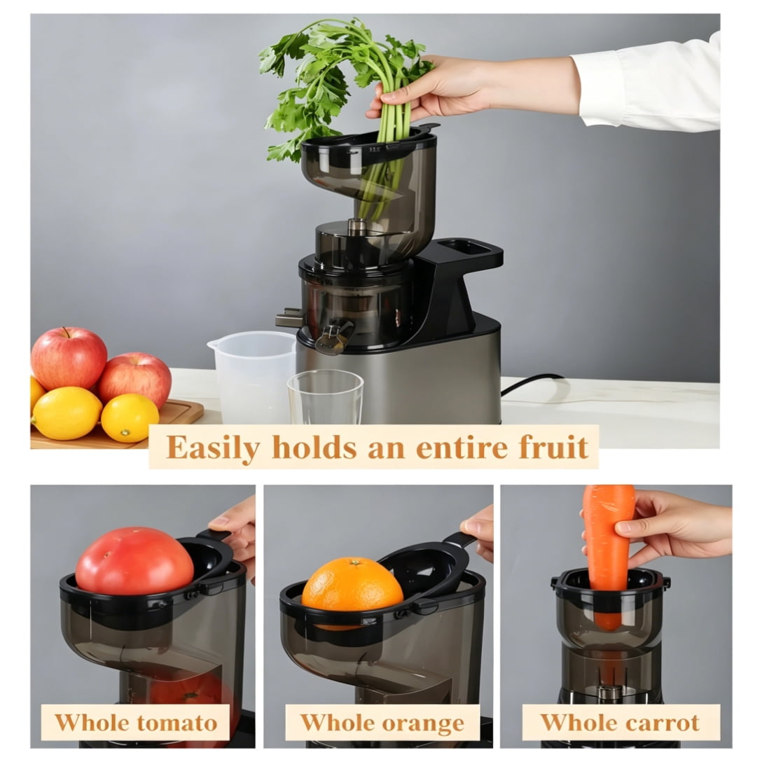 Juicer Machines with 6.3" Large Chute, 2-in-1 Cold Press Juicer for Whole Vegetables Fruits 300W, Masticating juicer Easy to Clean Juice Extractor Machine for Making Nut Mike, Juice, Premium Gray