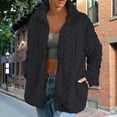 thumbnail image 6 of Winter Fuzzy Fleece Jacket for Women Zipper Stand Collar Casual Loungewear Warm Coats with Pockets Outwear Black S, 6 of 9
