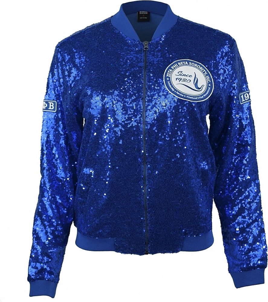 Cultural Exchange Big Boy Zeta Phi Beta Divine 9 Ladies Sequins Jacket [Royal Blue S