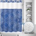 thumbnail image 4 of No Hook Shower Curtain with Built-in Rings - Abstract Washable Waterproof Fabric Bathroom Curtains for Hotel,Rentals, 72X 96 Inch Extra Long , Striped Round Hollow Circle Blue White, 4 of 9